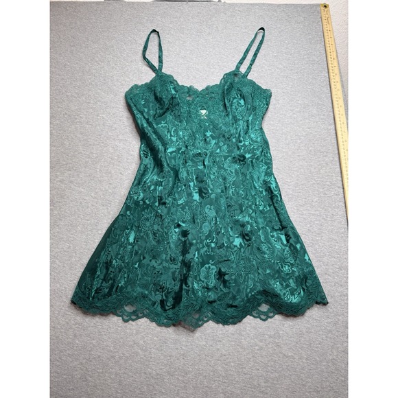90s‎ Vintage Victorias Secret Mini Slip Dress Green Small Gold Label